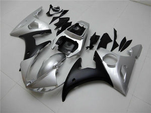 NT Europe Aftermarket Injection ABS Plastic Fairing Fit for Yamaha YZF R6 2003-2005 Silver Black N004