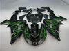 NT Europe Aftermarket Injection ABS Plastic Fairing Fit for Kawasaki ZX10R 2006-2007 Black Green Flame N009