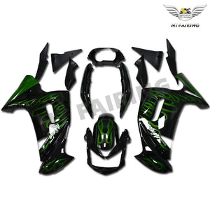NT Europe Aftermarket ABS Plastic Fairing Fit for Kawasaki EX650R 2006-2010 Green Black N003