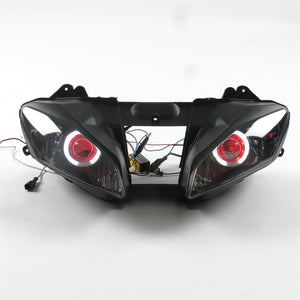 Front Motorcycle Headlight Red Angel Eye Fit Yamaha 2008-2016 YZF R6