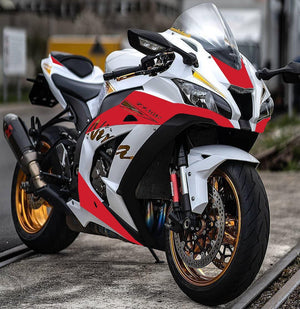 NT Europe Aftermarket ABS Plastic Injection Fairing Kit Fit for Kawasaki ZX10R 2016-2019 White Red Gold N001