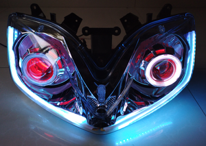 Front Motorcycle Headlight Red Angel Eye Fit Honda 2001-2007 CBR600RR F4I