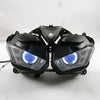 Front Motorcycle Headlight Blue Angel Eye Fit Yamaha 2014-2018 YZF R25 R3