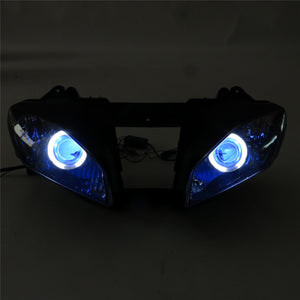 Front Motorcycle Headlight Blue Angel Eye Fit Yamaha 2008-2016 YZF R6