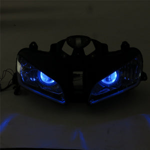 Front Motorcycle Headlight Blue Angel Eye Fit Honda 2004-2007 CBR1000RR