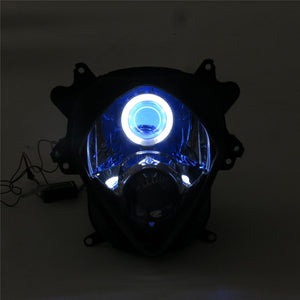 Front Motorcycle Headlight Blue Angel Eye Fit Suzuki 2007-2008 GSXR1000