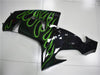 NT Europe Aftermarket Injection ABS Plastic Fairing Fit for Kawasaki ZX10R 2006-2007 Black Green Flame N009