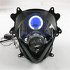 Front Motorcycle Headlight Blue Angel Eye Fit Suzuki 2007-2008 GSXR1000
